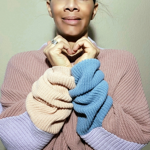 Pretty Little Thing Pink Color Block Oversized Sweater - Picture 4 of 8